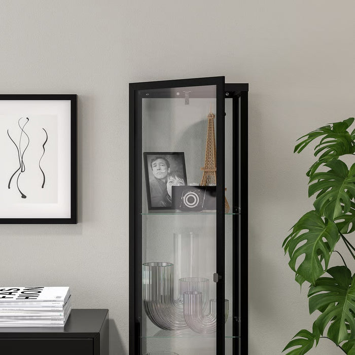 COURIER - BLALIDEN Glass-door cabinet, Black, 35x32x151cm