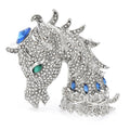 Crystal Ponny Head Brooch (Silver)