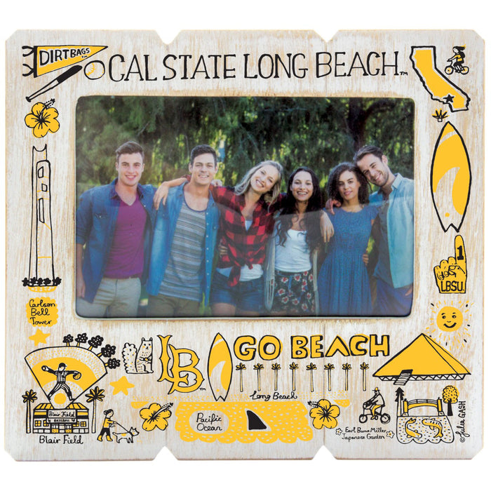 CSULB Icons Wood Frame 4"x6" by Julia Gash - White/Gold/Black, Neil