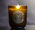 Custom Logo Bourbon Candle – 10 oz Sandcarved Amber Glass Candle