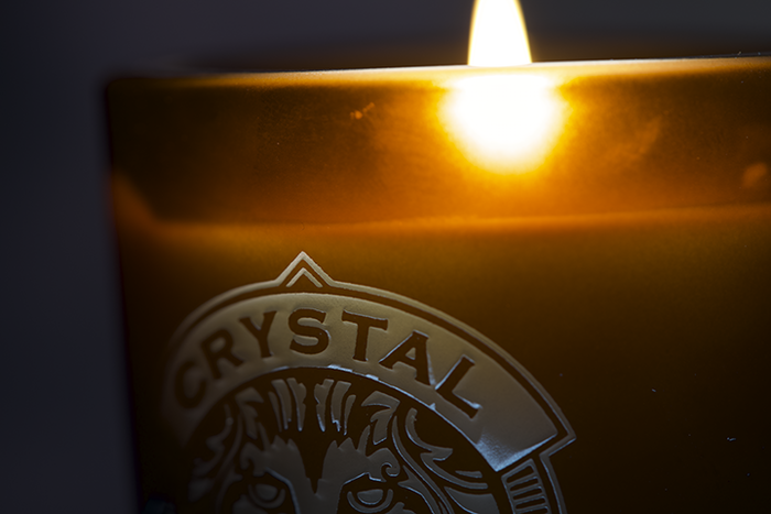 Custom Logo Bourbon Candle – 10 oz Sandcarved Amber Glass Candle