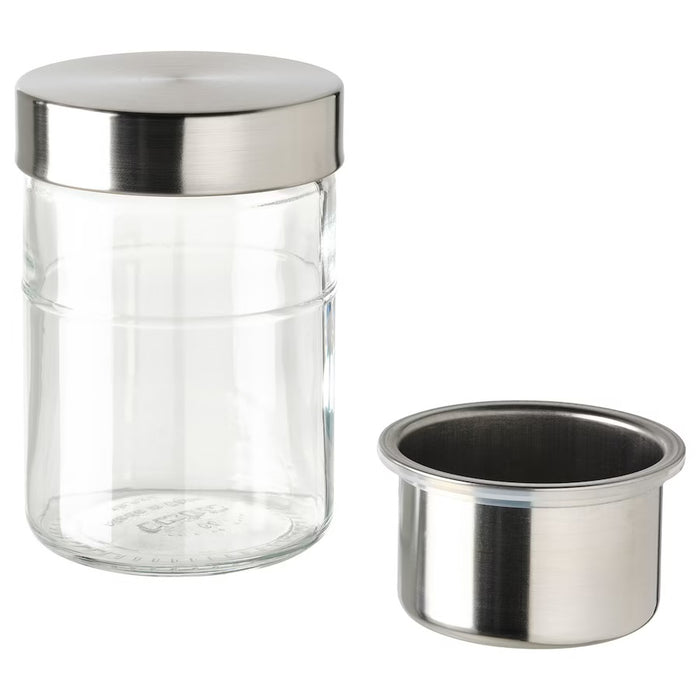 DAGKLAR Jar with insert, 0.4l, Clear glass/stainless steel