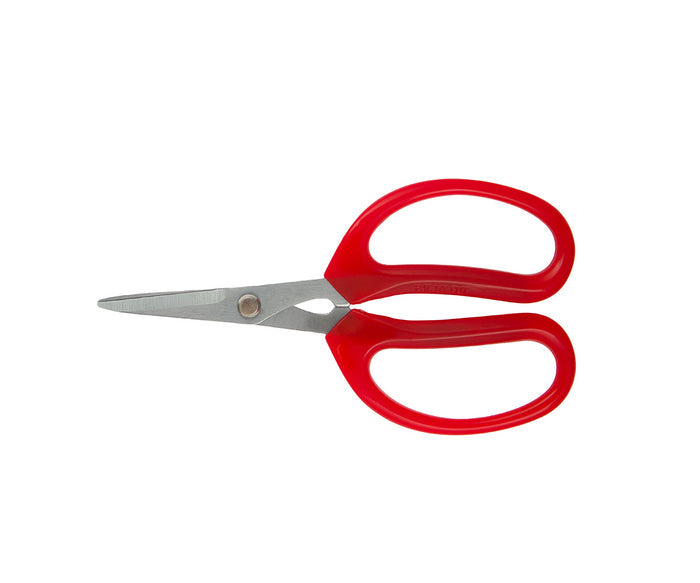 pair of stainless steel garden pruning scissors with green ergonomic non-slip handles for deadheading and trimming