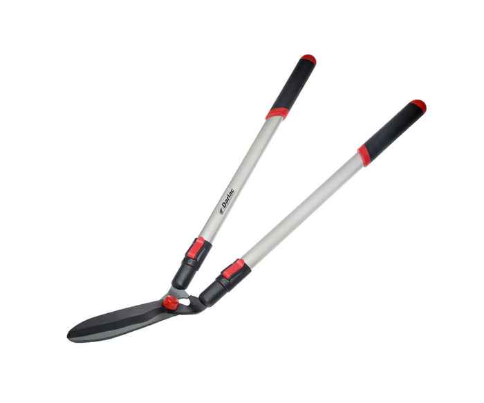 Telescopic shears with extendable handles for pruning hedges, tall shrubs and hard-to-reach branches