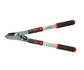 Heavy-duty anvil lopper with steel blade and red non-slip handles for pruning thick branches