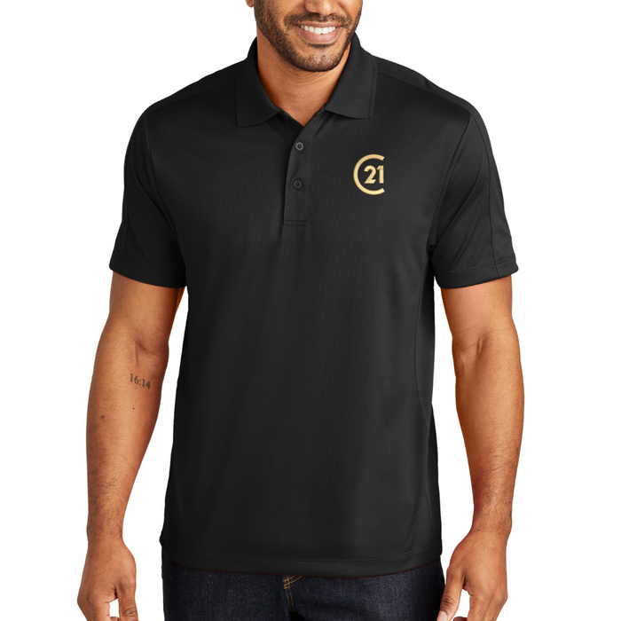 DBA Men’s Black Diamond Jacquard Polo | Custom Embroidered