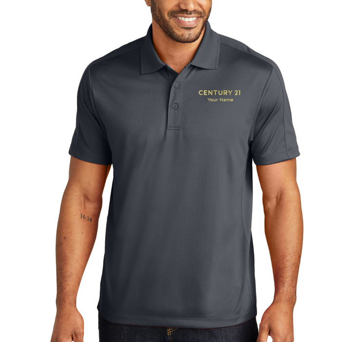 DBA Men’s Slate Grey Diamond Jacquard Polo | Custom Embroidered