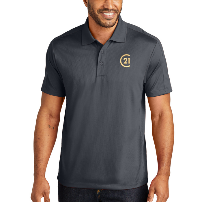 DBA Men’s Slate Grey Diamond Jacquard Polo | Custom Embroidered