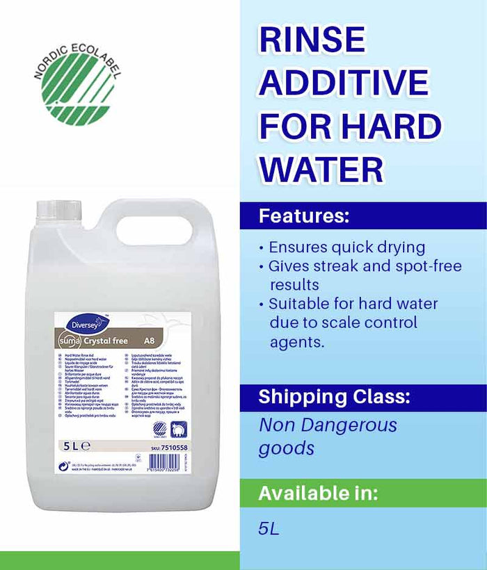 Diversey Suma Crystal Free A8 5L - Stone Doctor Australia - Cleaning > Rinse Aids > Machine Ware Washing