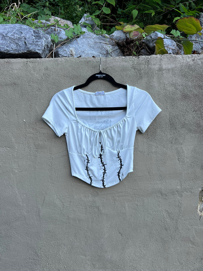 Dog Teeth - White Corset-Style Top