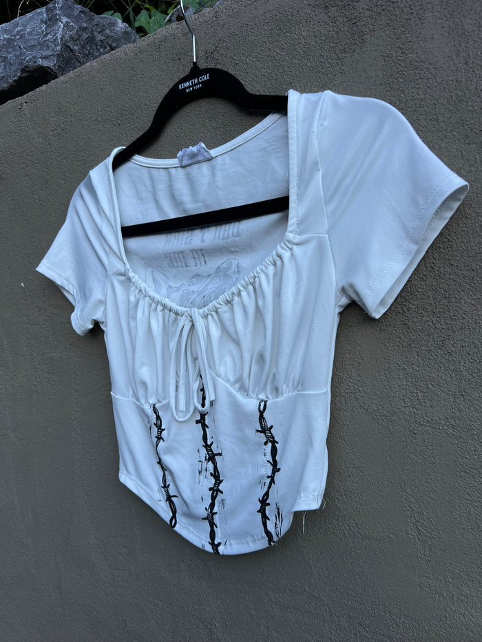 Dog Teeth - White Corset-Style Top