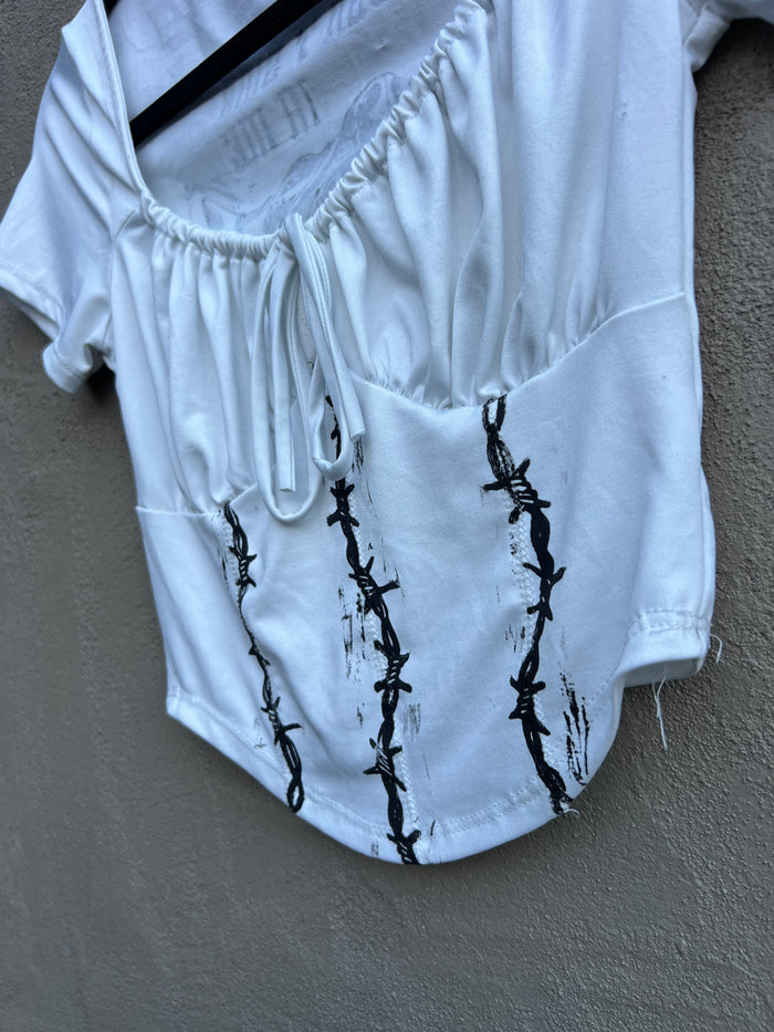 Dog Teeth - White Corset-Style Top