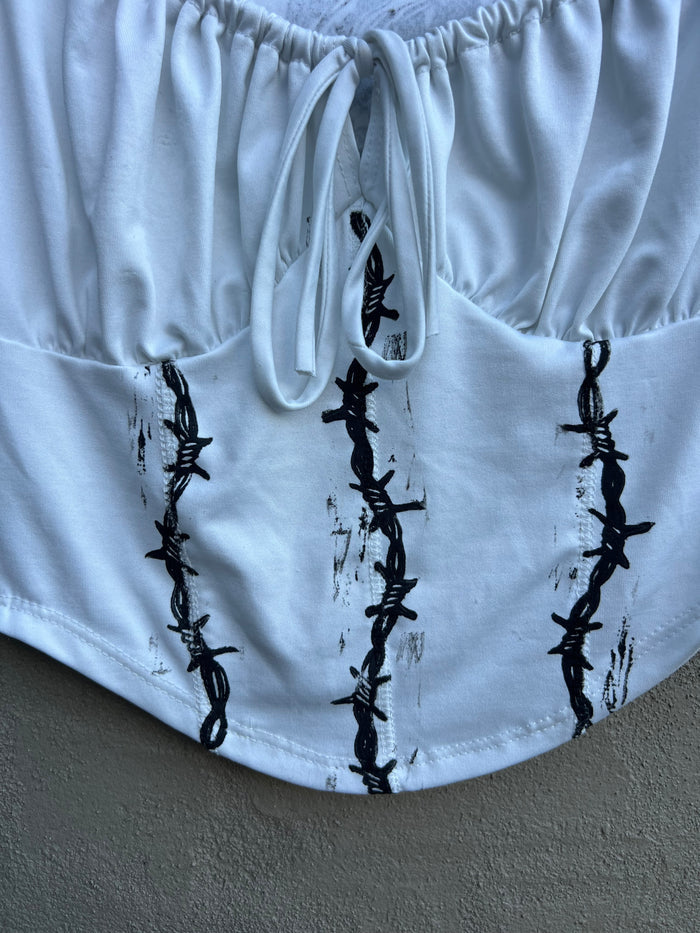 Dog Teeth - White Corset-Style Top