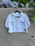 Dog Teeth - White Cropped Shirt