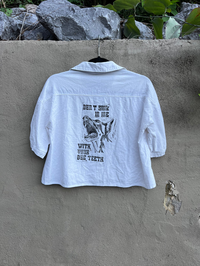 Dog Teeth - White Cropped Shirt