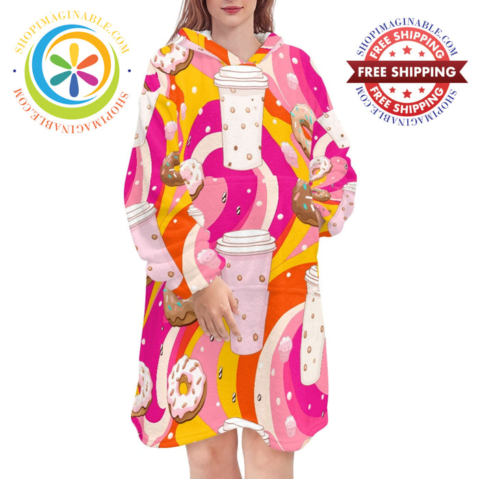 Donuts Donuts Donuts - Blanket Hoodie white / ONESIZE