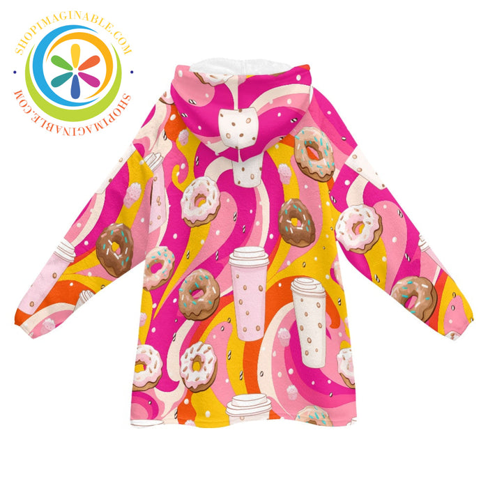 Donuts Donuts Donuts - Blanket Hoodie white / ONESIZE