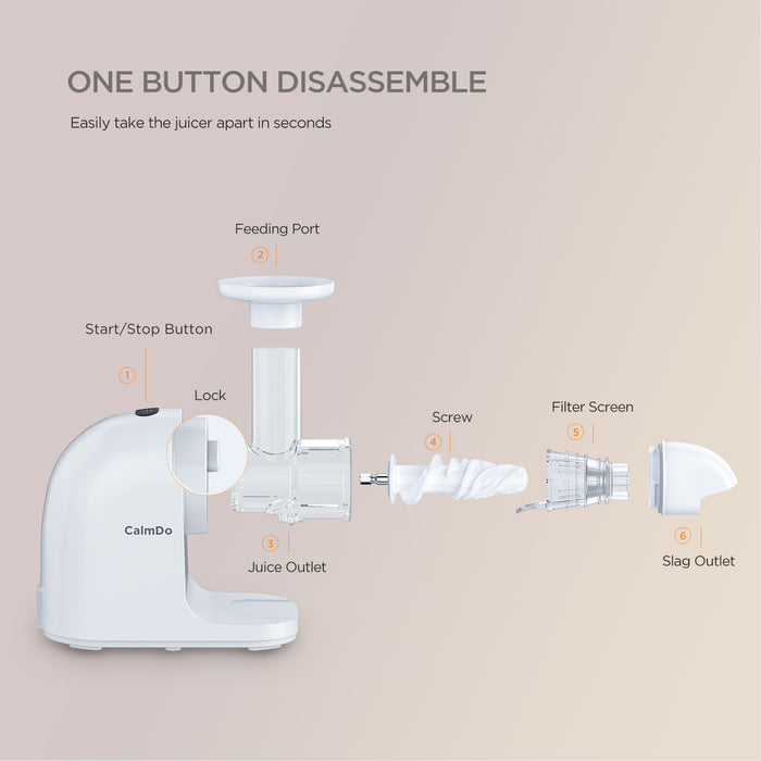 E3C Cold Press Masticating Juicer – Quiet, High-Yield Slow Juicer for Fresh Fruit &amp; Vegetables