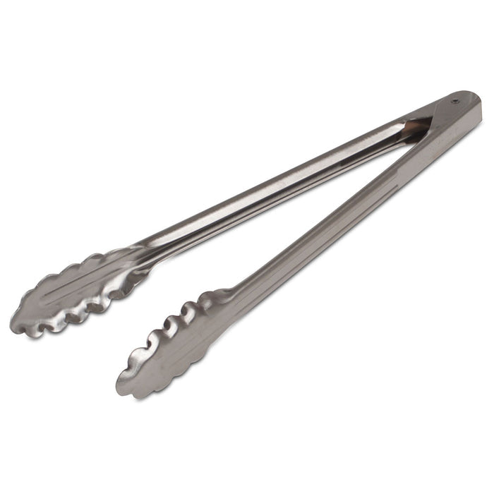 Metallic tongs on a white background