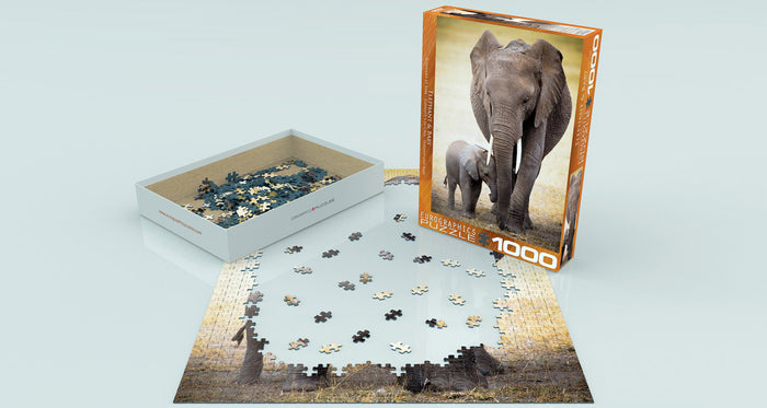 Elephant & Baby 1000 Piece Puzzle - Quick Ship - Puzzlicious.com