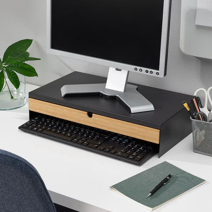 ELLOVEN Monitor stand with drawer, Anthracite