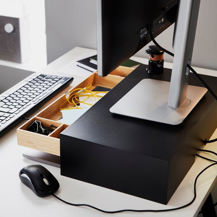 ELLOVEN Monitor stand with drawer, Anthracite