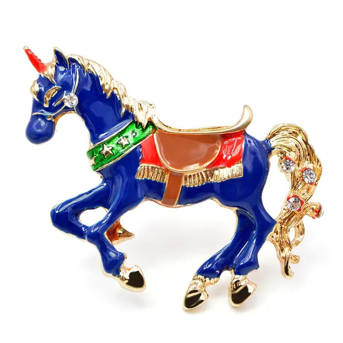 Enamel Unicorn Brooch (Blue)