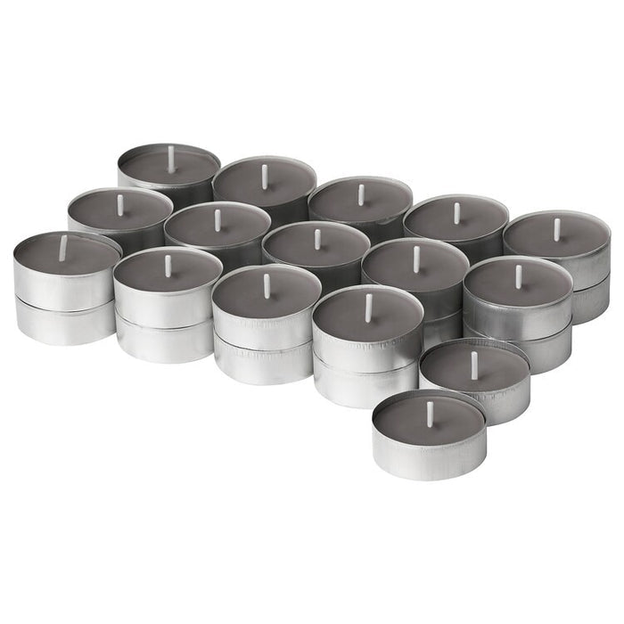 ENSTAKA Scented tealight, Bonfire/grey, 3.5hr, 30pcs