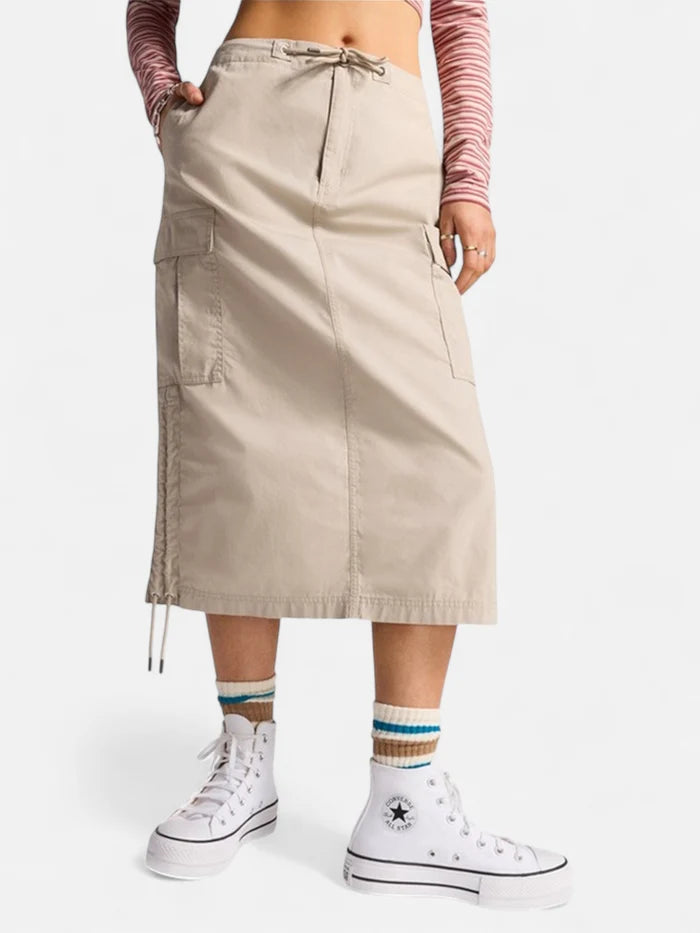 Falda Converse Long Woven Cargo Beige Gris