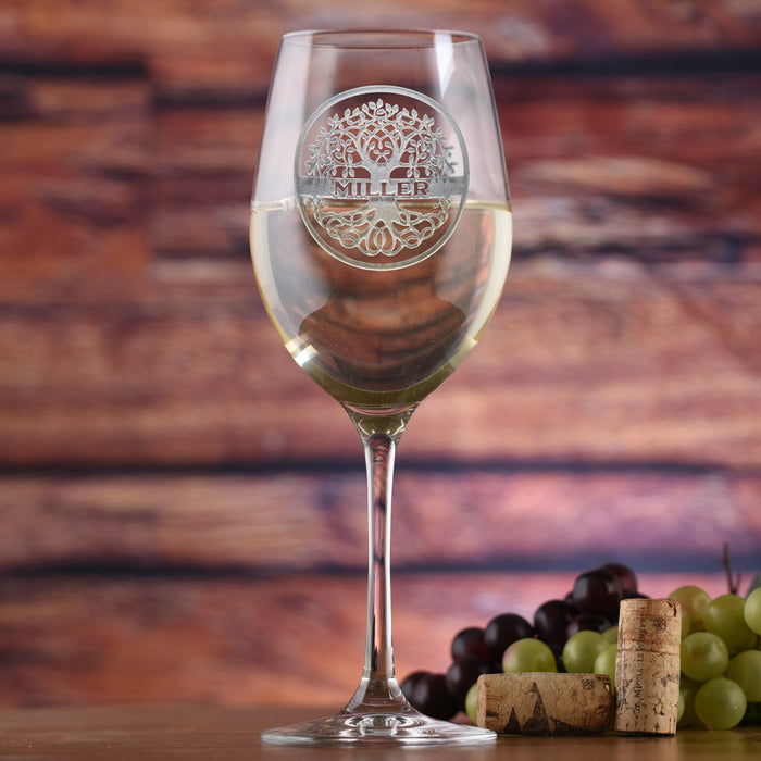 Family Tree, Custom Stolzle Crystal Wine Glass Gift