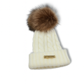 Faux Fur POM Wool Beanie - Cream