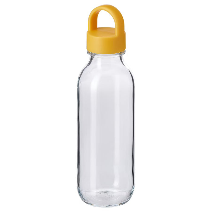 FORMSKON Water bottle, 0.5l, Clear glass/yellow