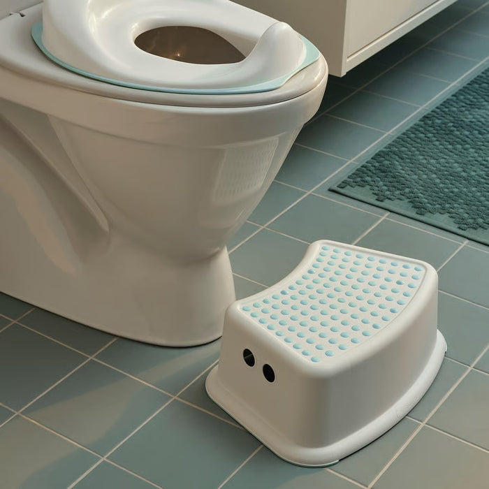 FORSIKTIG Children's stool, White/turquoise