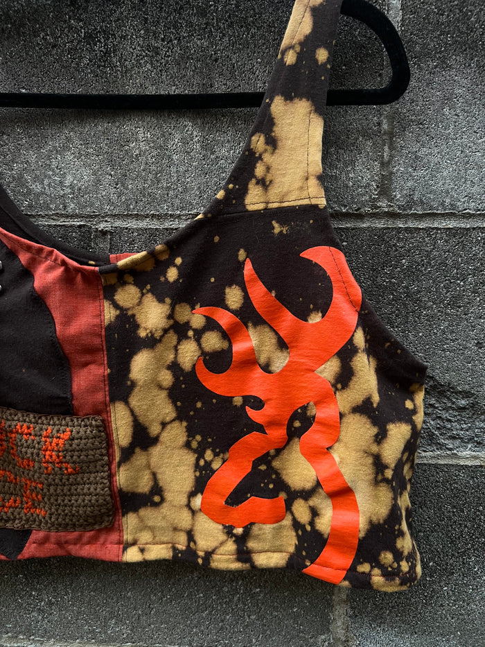 FUCK ICE - Brown & Orange Scrapped Tank Top