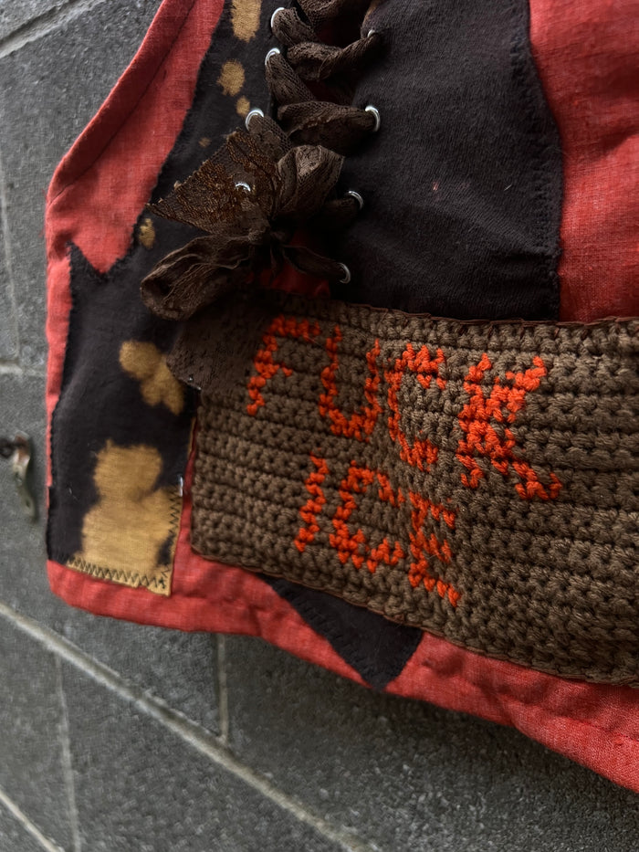 FUCK ICE - Brown & Orange Scrapped Tank Top