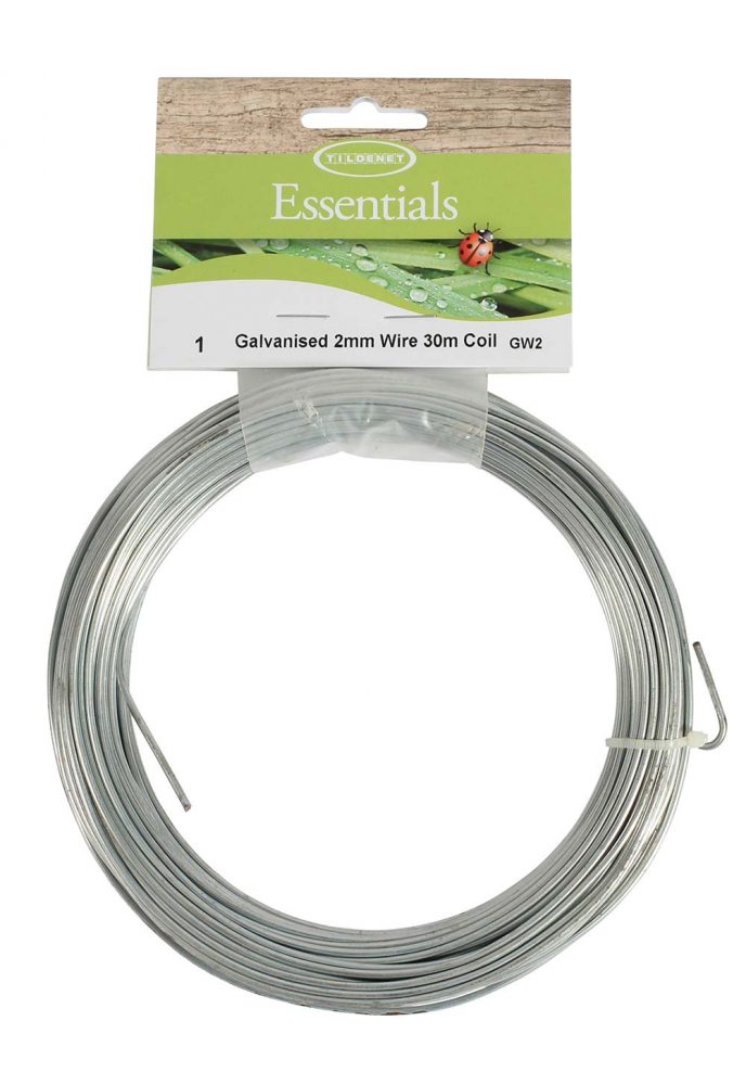 Tildenet galvanised steel garden wire 2mm x 30m coil for tying plants, fencing and general garden use