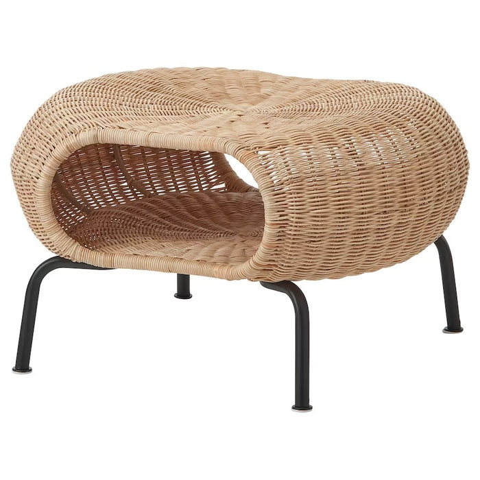GAMLEHULT Footstool with storage, Rattan/anthracite