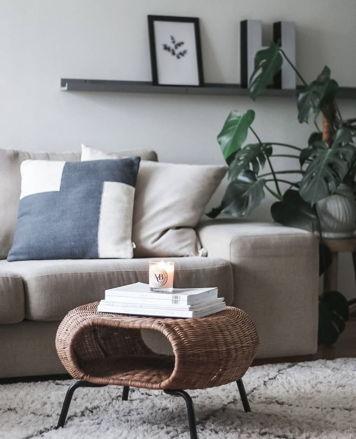 GAMLEHULT Footstool with storage, Rattan/anthracite