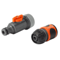 Soaker hose connector and joiner for garden irrigation, quick-fit plastic connector for drip and soaker hoses