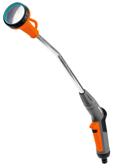 Adjustable watering lance with ergonomic handle and spray nozzle for garden hose