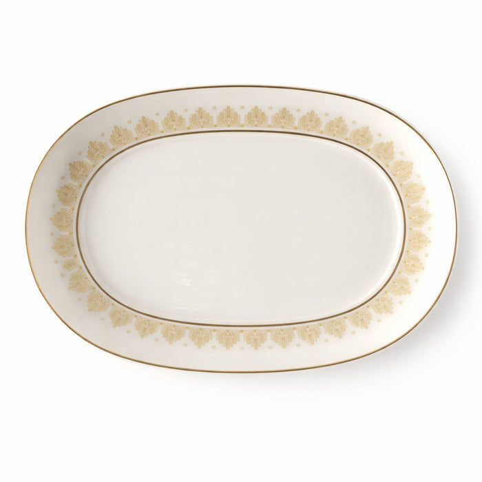 Geo Rose Beige & Gold Oval Pickle Dish 20 cm