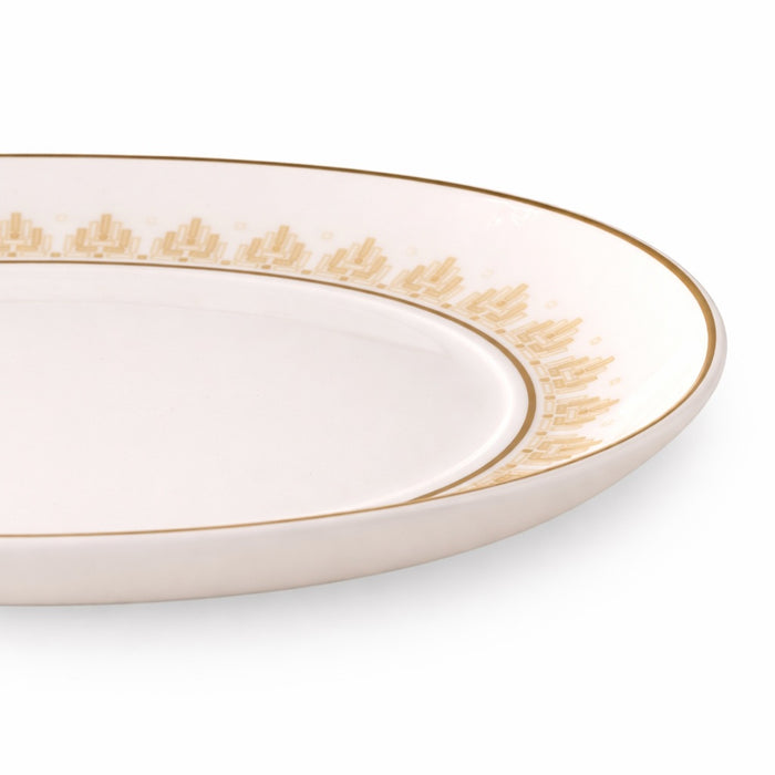Geo Rose Beige & Gold Oval Pickle Dish 20 cm