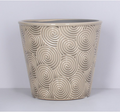 Grey ceramic pot cover with spiral pattern for indoor plant pots