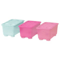 GLIS Box with lid, 17x10cm, 3 pack, Pink/turquoise