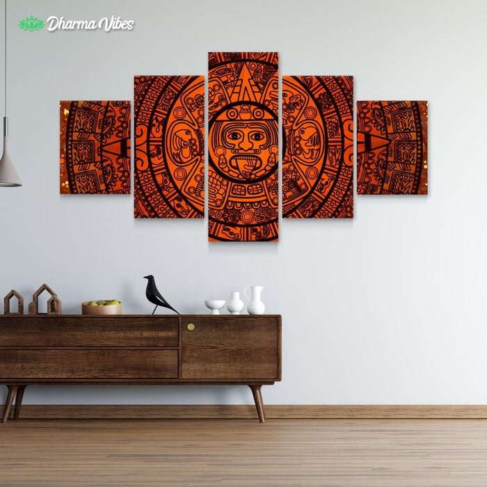Glowing Aztec Calendar by McAshe 5-Piece Canvas