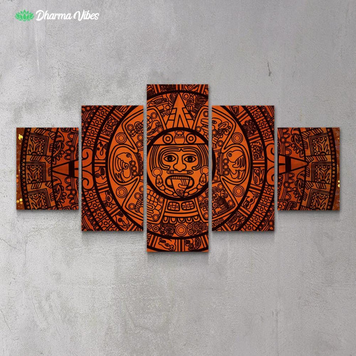 Glowing Aztec Calendar by McAshe 5-Piece Canvas