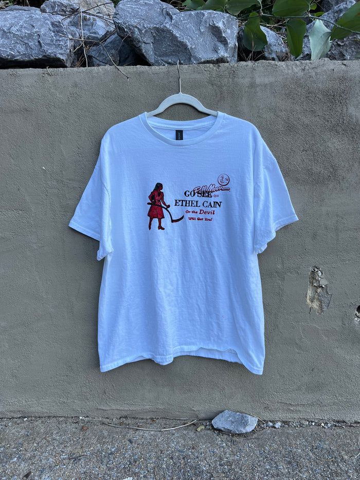 Go See Ethel Cain or the Devil Will Get You - AL Basketball Full Moon White T-shirt