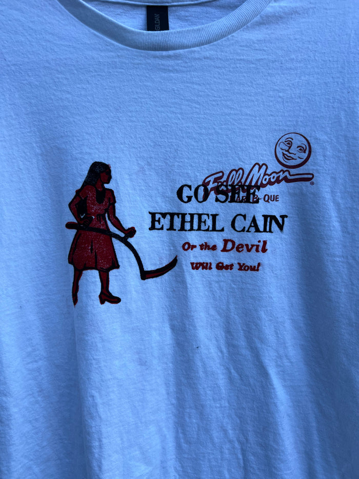 Go See Ethel Cain or the Devil Will Get You - AL Basketball Full Moon White T-shirt