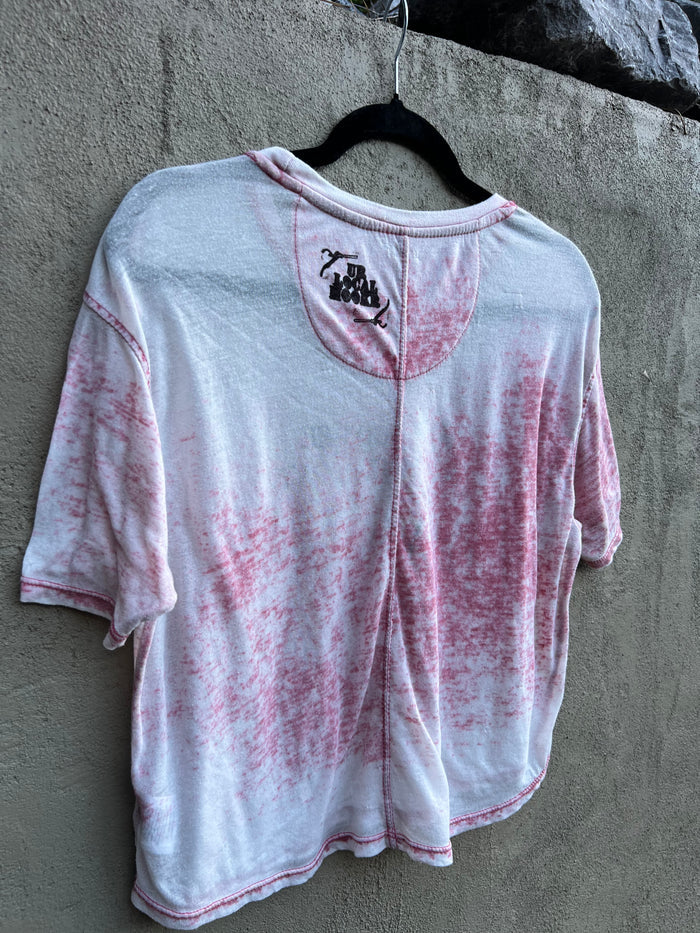 Go See Ethel Cain or the Devil Will Get You - AL Football Faded red semi-sheer T-shirt