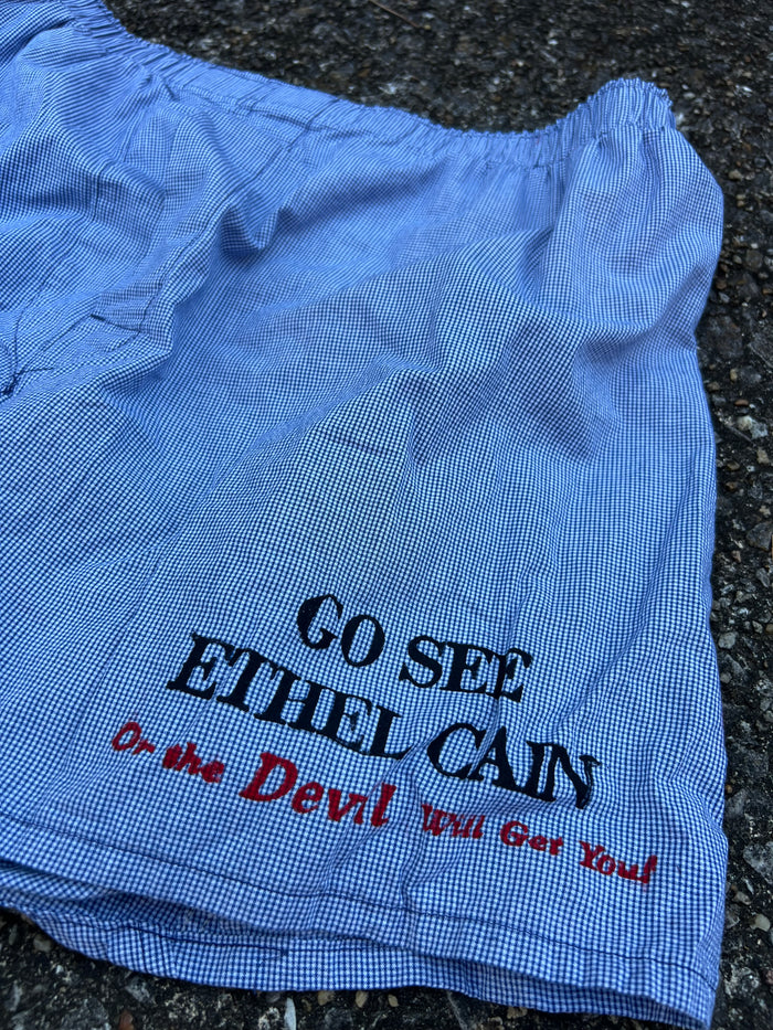 Go See Ethel Cain or the Devil Will Get You - Blue Check Boxer Shorts
